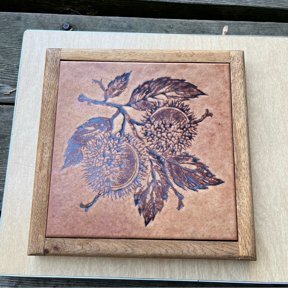 Vintage Ceramic Tile & Wood Trivet